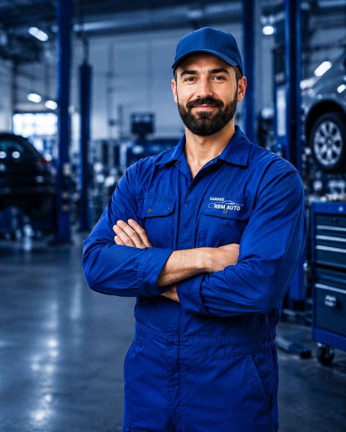 Mécanicien Garage RBM Auto bras croisés